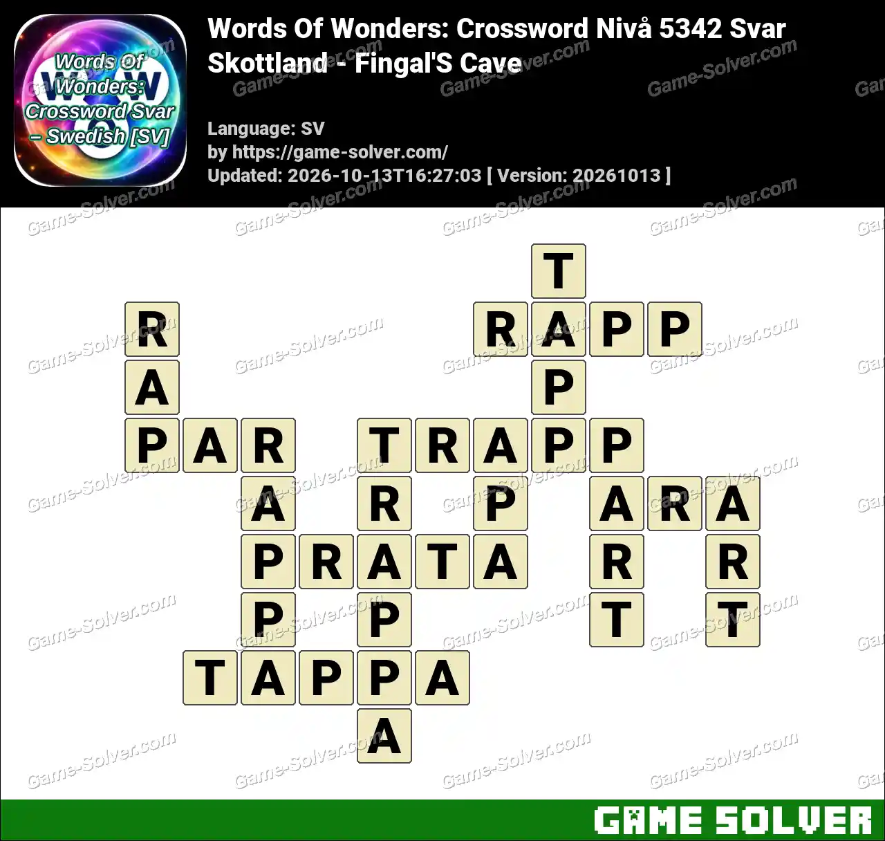Words Of Wonders: Crossword Nivå 5342 Svar – Skottland – Fingal’S Cave